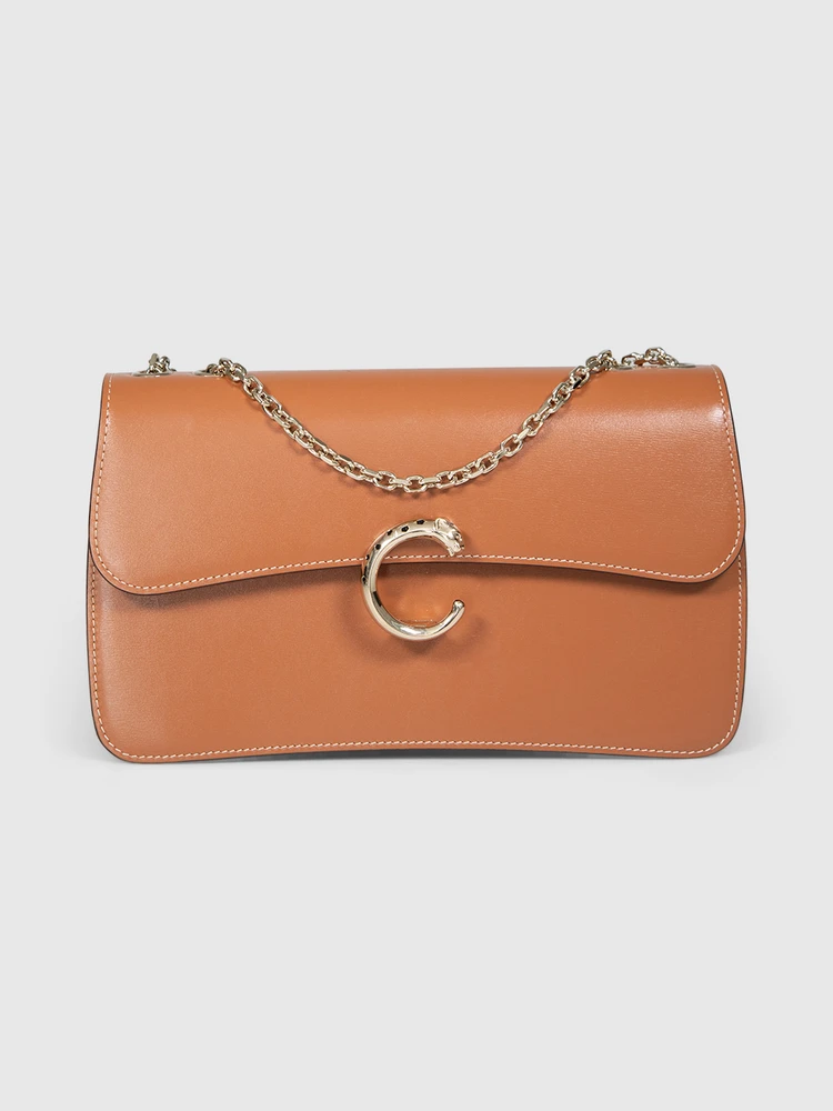 Cartier Brown Leather Panthère De Cartier Chain Bag