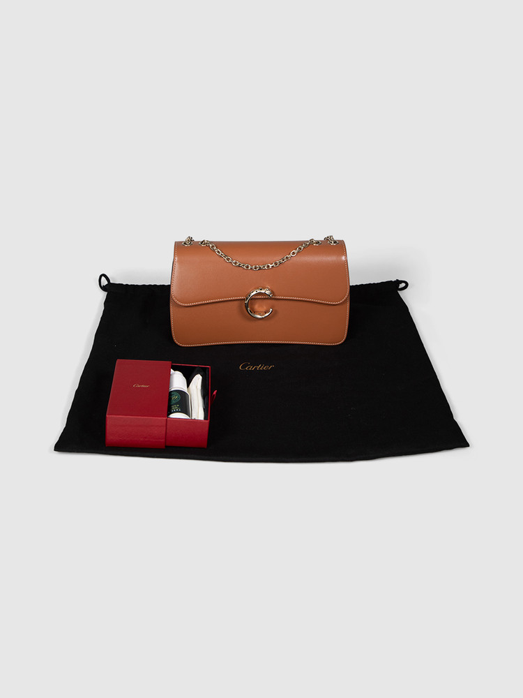 Cartier Brown Leather Panthère De Cartier Chain Bag