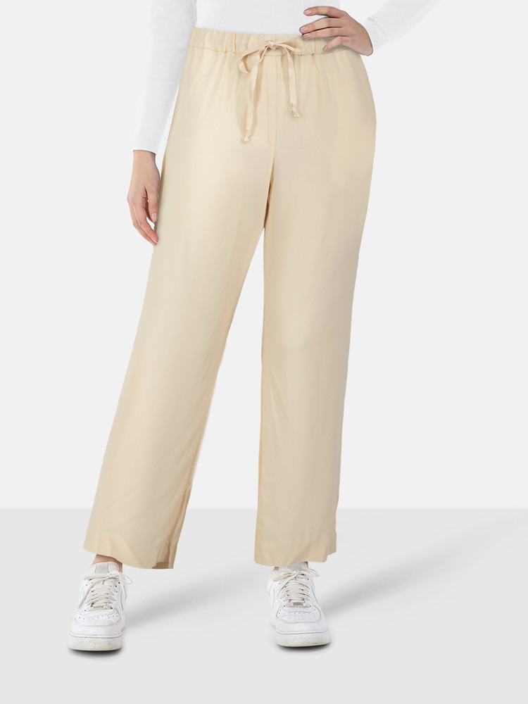 Dries Van Noten Ecru Drawstring Straight Trousers