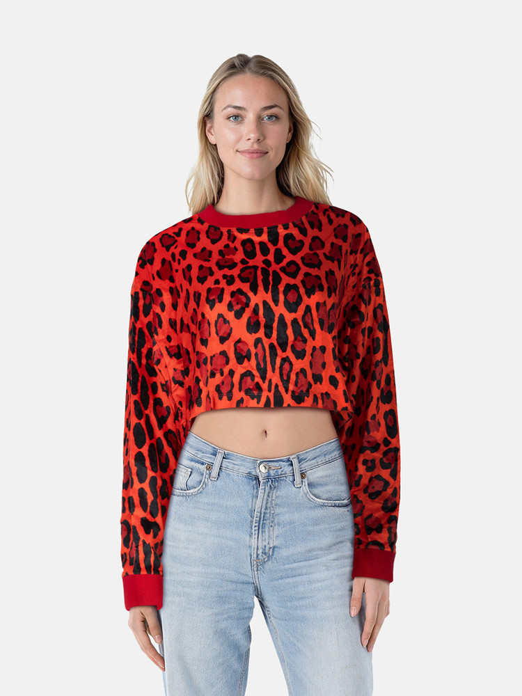 Tom Ford Red Leopard Print Crop Top