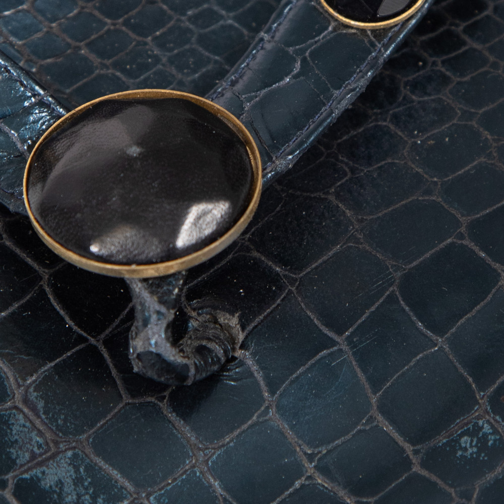Jimmy Choo Blue Leather Snake Print Sandals