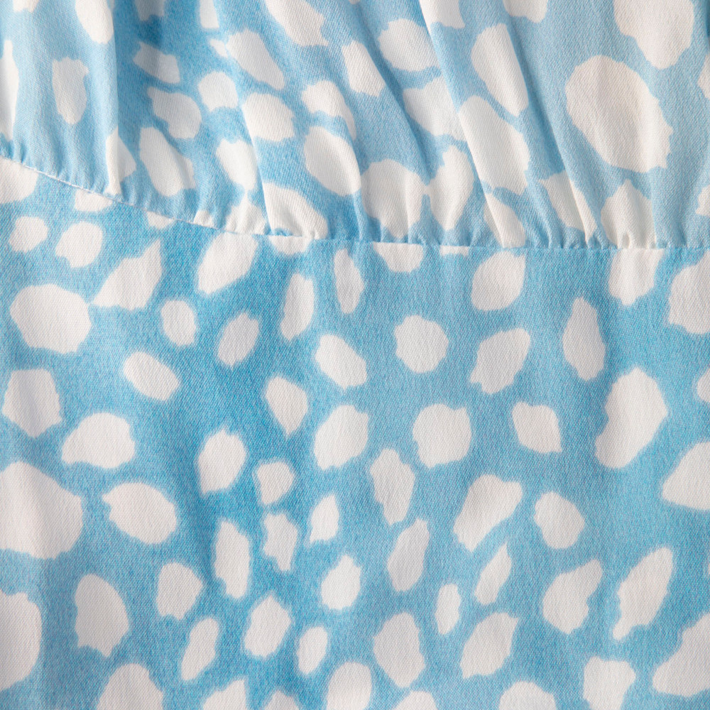 Rixo Blue & White Polkadot Low Cut Dress