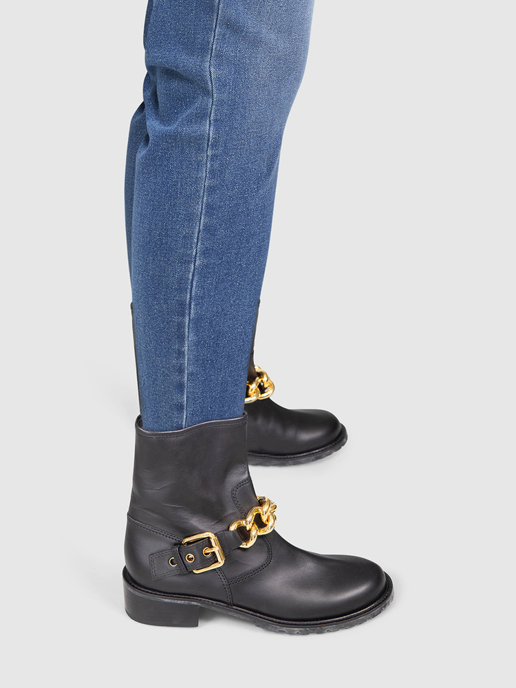 Giuseppe Zanotti Black Leather Chain Boots