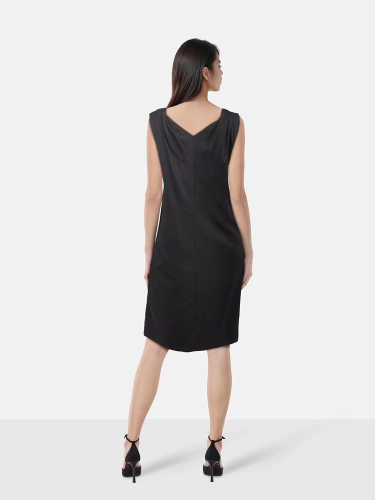 Balenciaga Balenciaga Black Dress Black V Draped Neck Dress