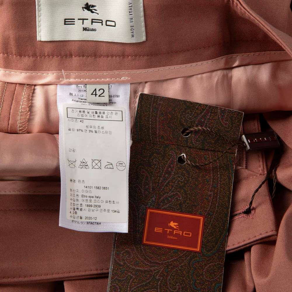 Etro Pink Slim Fit Mid Rise Trousers