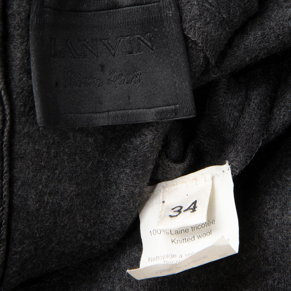 Lanvin Grey Long Sleeve Knee Length Wool Dress