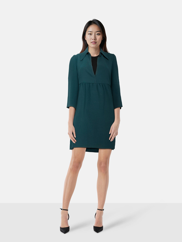 ba&sh Green V-Neck Mini Babydoll Dress