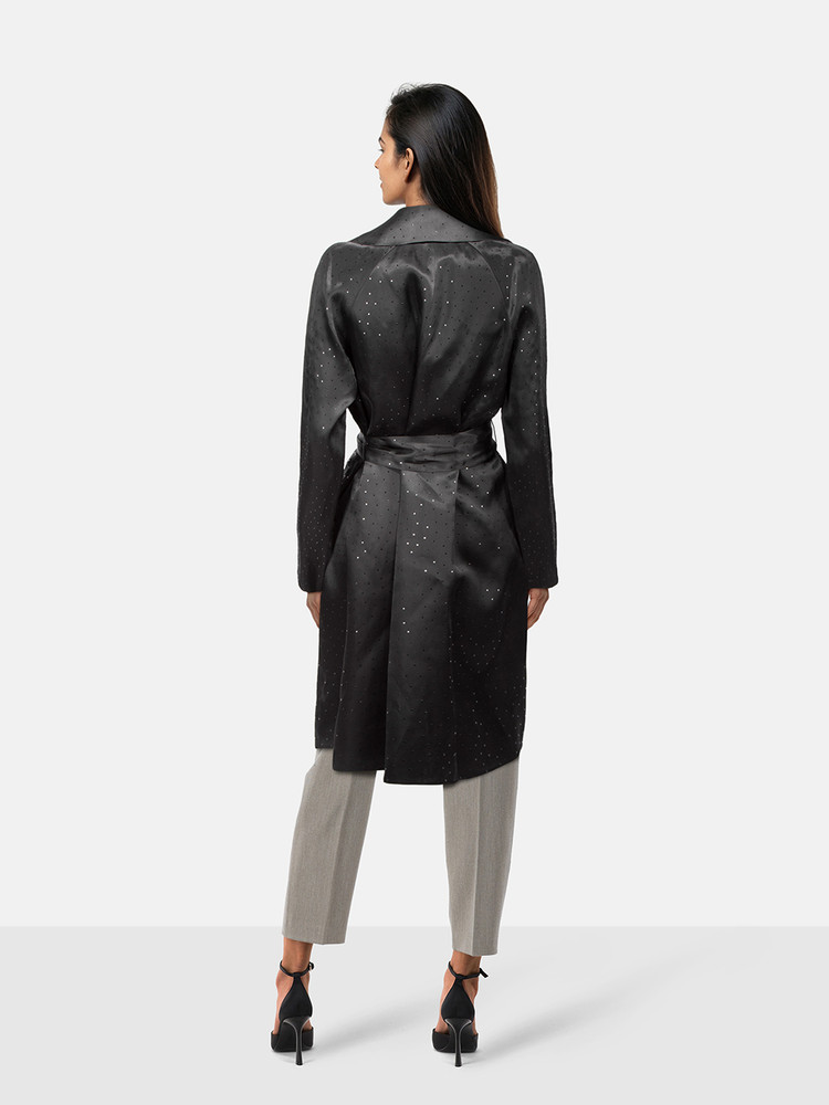 St. John Black Silk Metallic Pattern Jacket