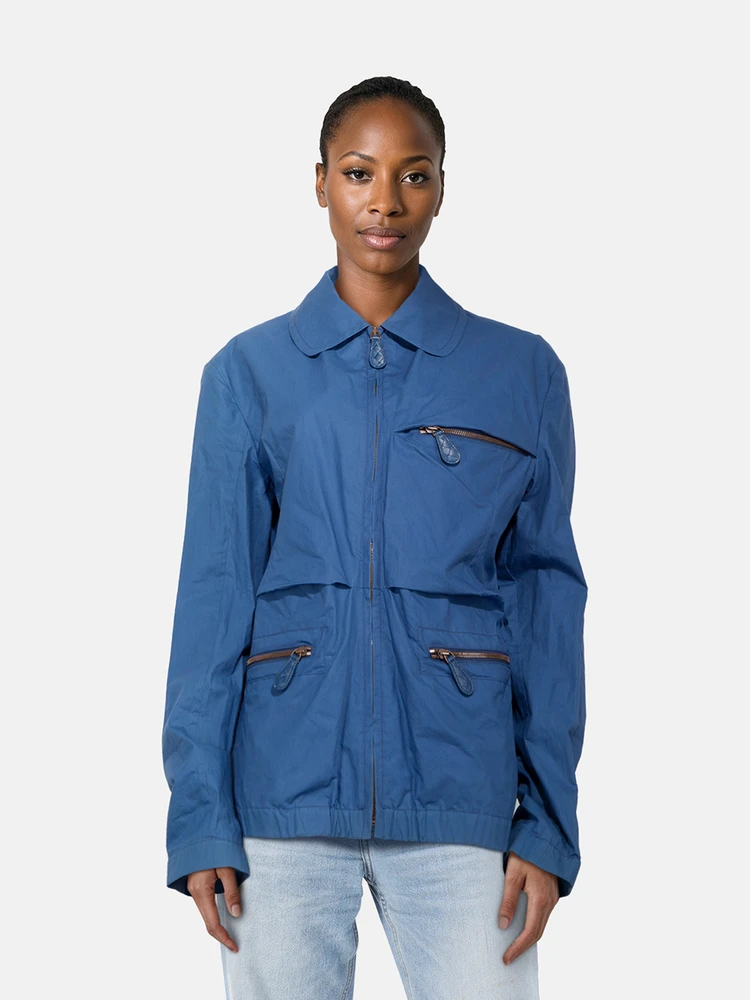 Bottega Veneta Blue Intrecciato Zip Jacket