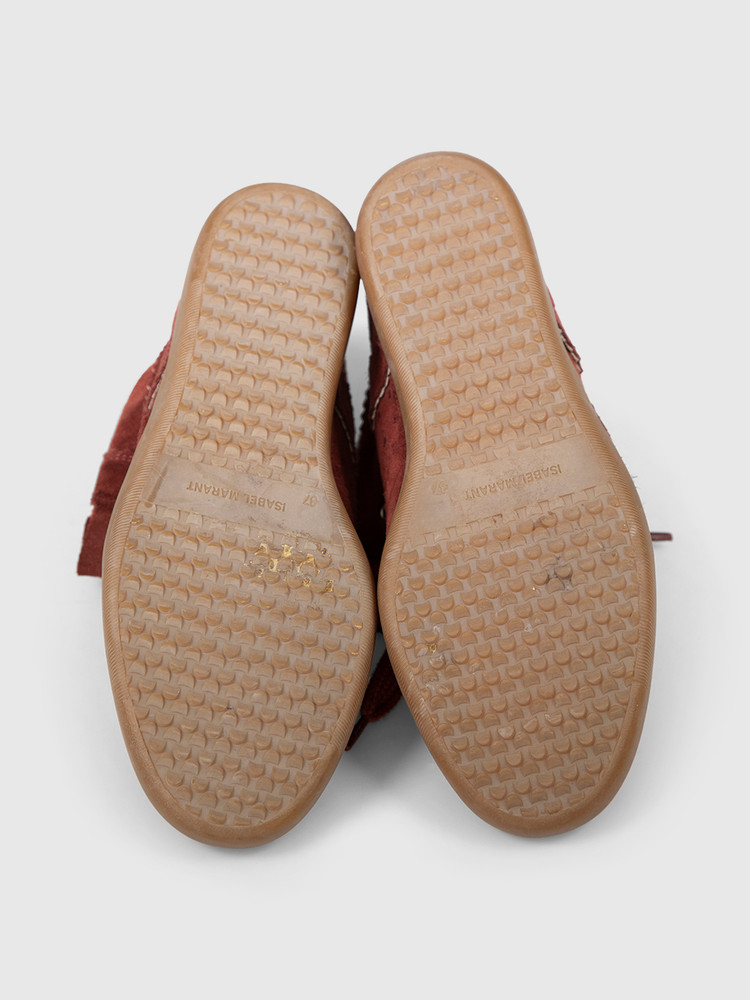 Isabel Marant Maroon Suede Wedge Bobby Trainers