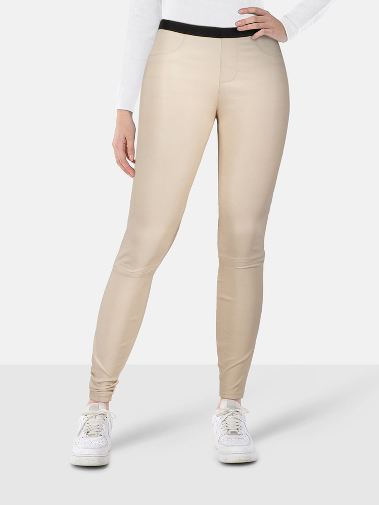 Helmut Lang Ecru Leather Skinny Fit Trousers