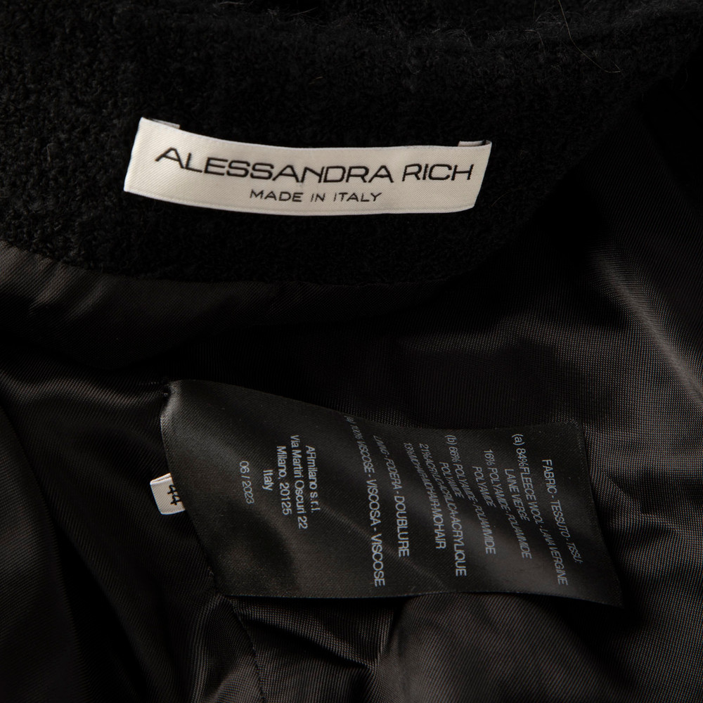 Alessandra Rich Black Tweed Long Jacket