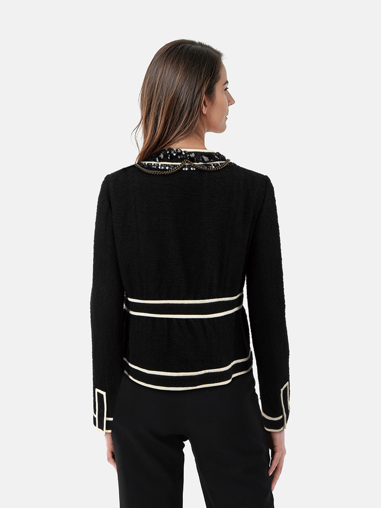Moschino Black Wool Bow Embellished Detail Jacket