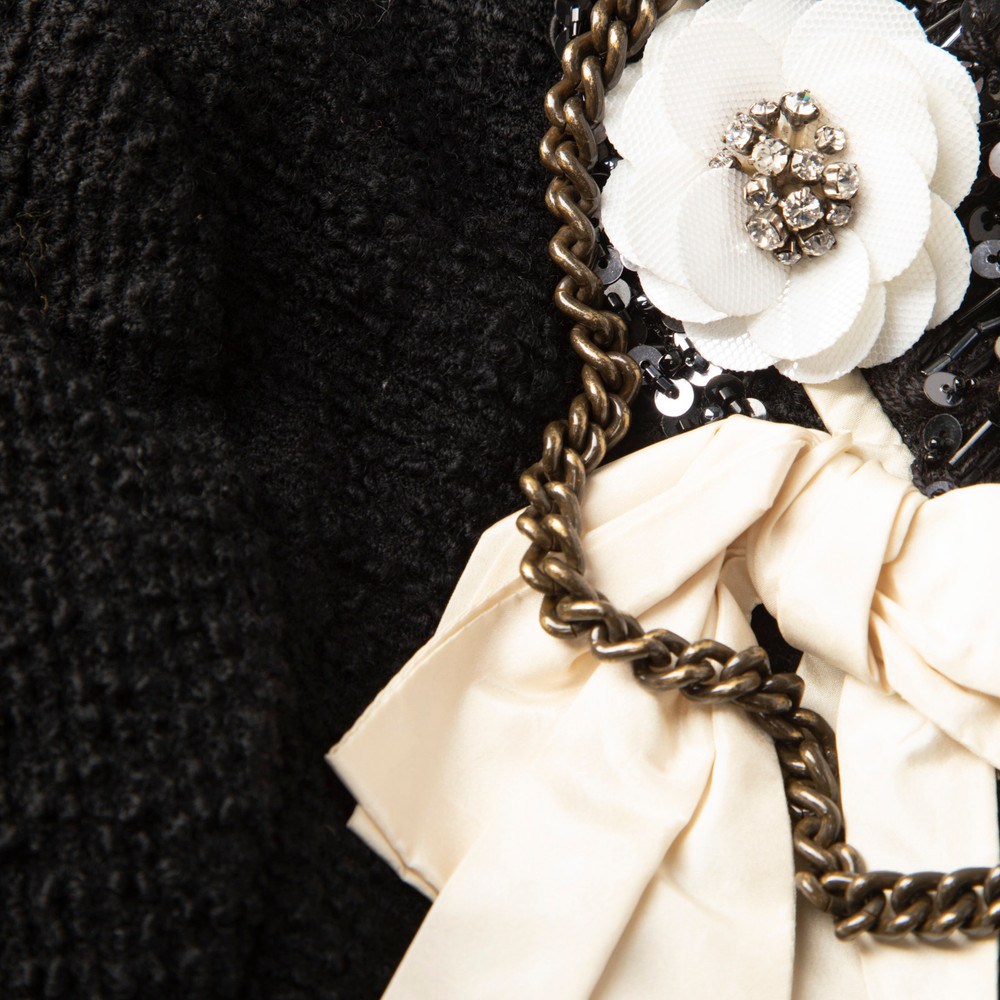 Moschino Black Wool Bow Embellished Detail Jacket