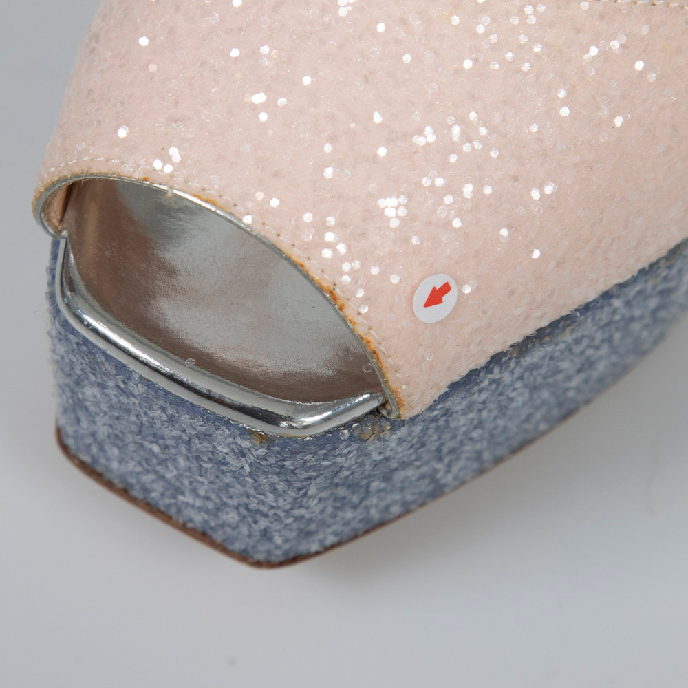 Giuseppe Zanotti Pink & Blue Glitter Platform Heels