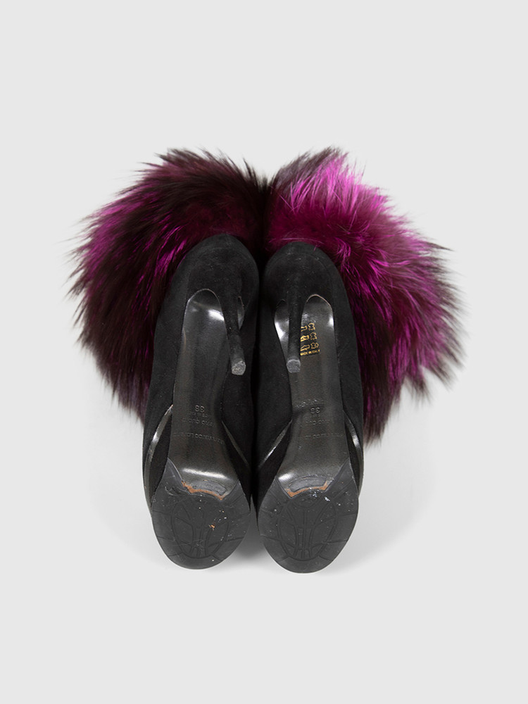 Gianmarco Lorenzi Black Suede & Purple Fox Boots