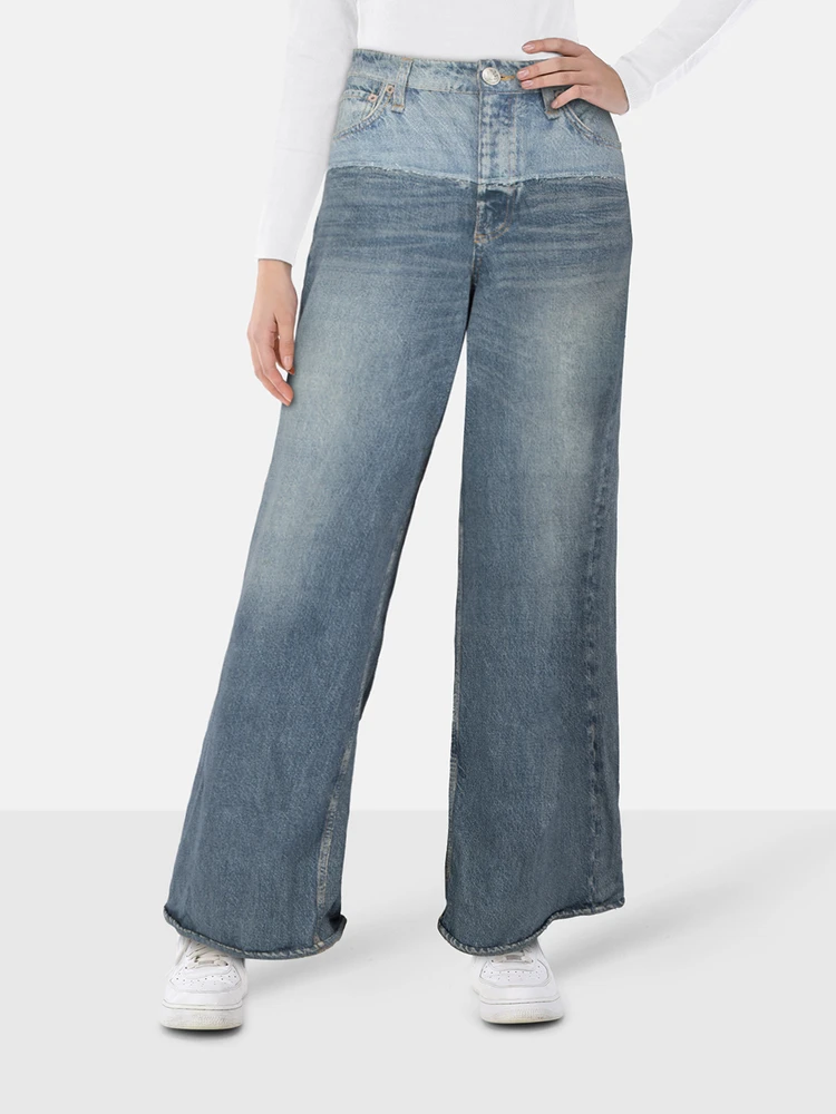 Rag & Bone Blue Lightweight Denim Wide Leg Jeans