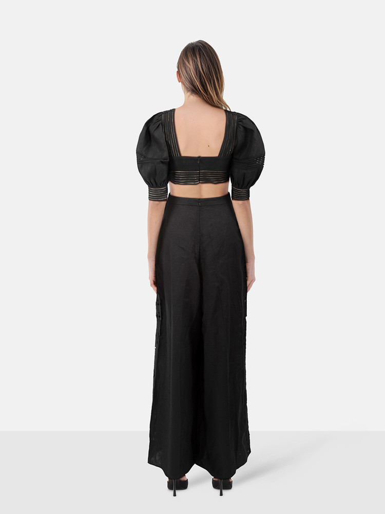 Zimmermann Black Linen Top & Trousers Set
