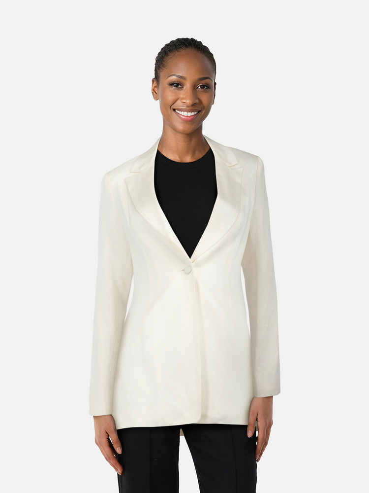 Alexis White Satin Single Breasted Blazer