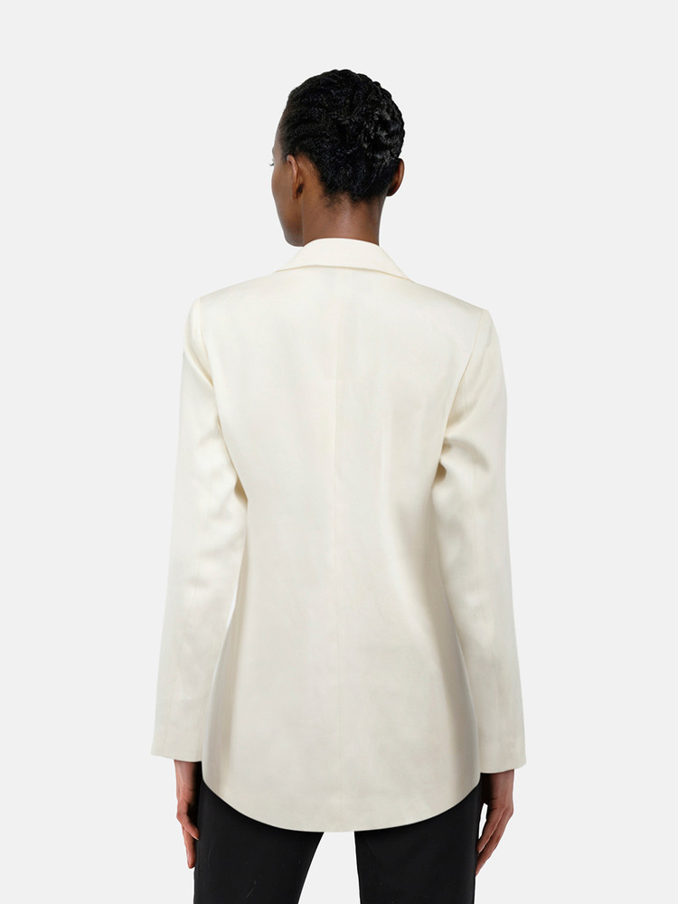 Alexis White Satin Single Breasted Blazer