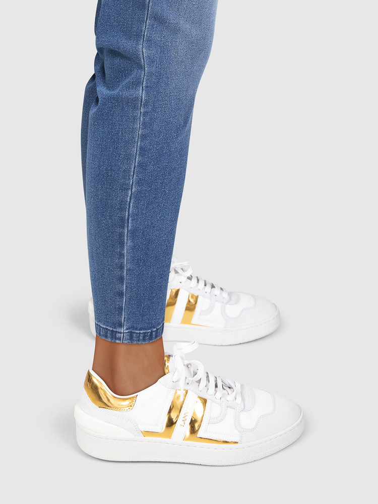 Lanvin White Metallic Detail Clay Trainers
