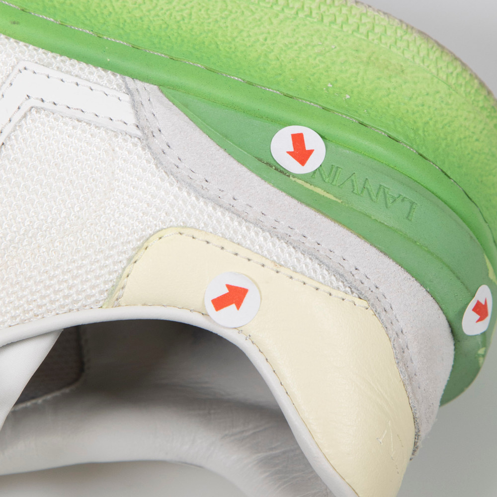 Lanvin White & Green Suede Ombré Lace Up Trainers