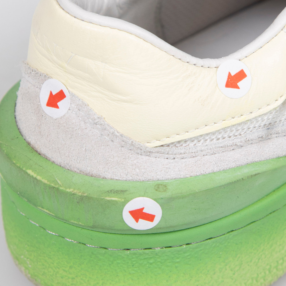 Lanvin White & Green Suede Ombré Lace Up Trainers
