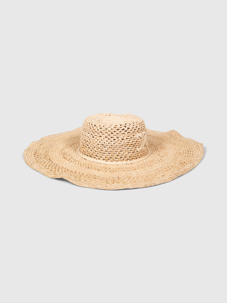 Céline Beige Raffia Triomphe Sun Hat
