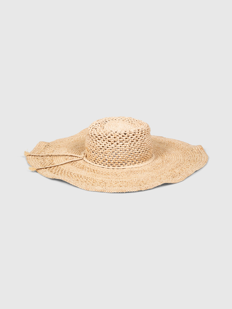 Céline Beige Raffia Triomphe Sun Hat