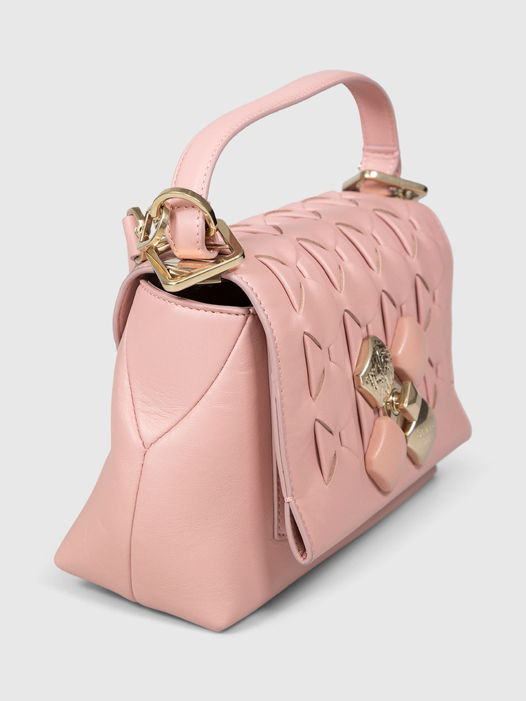 Serapian Pink Leather Woven Top Handle 1928 Bag