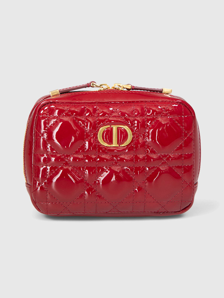 Dior Red Patent Leather Caro Zipped Pouch