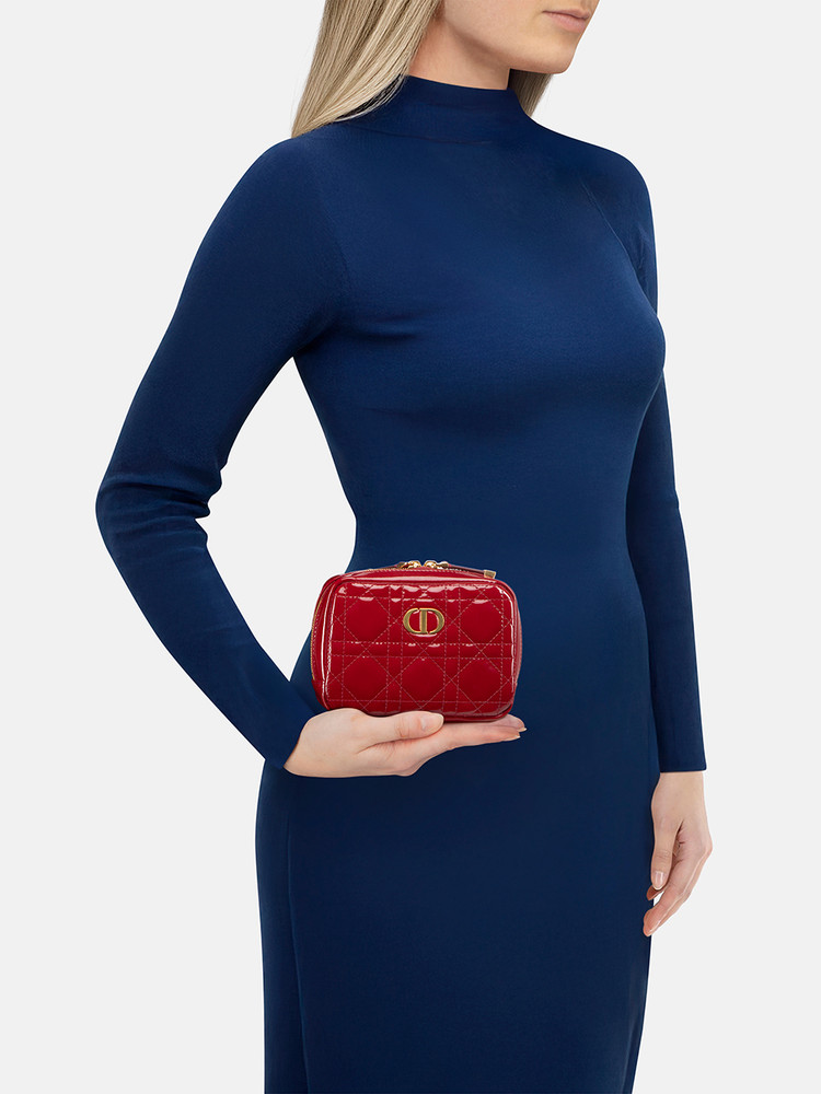 Dior Red Patent Leather Caro Zipped Pouch