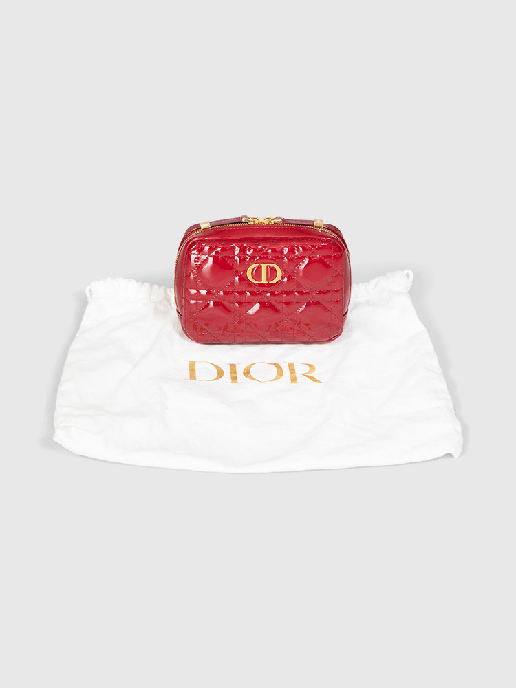 Dior Red Patent Leather Caro Zipped Pouch