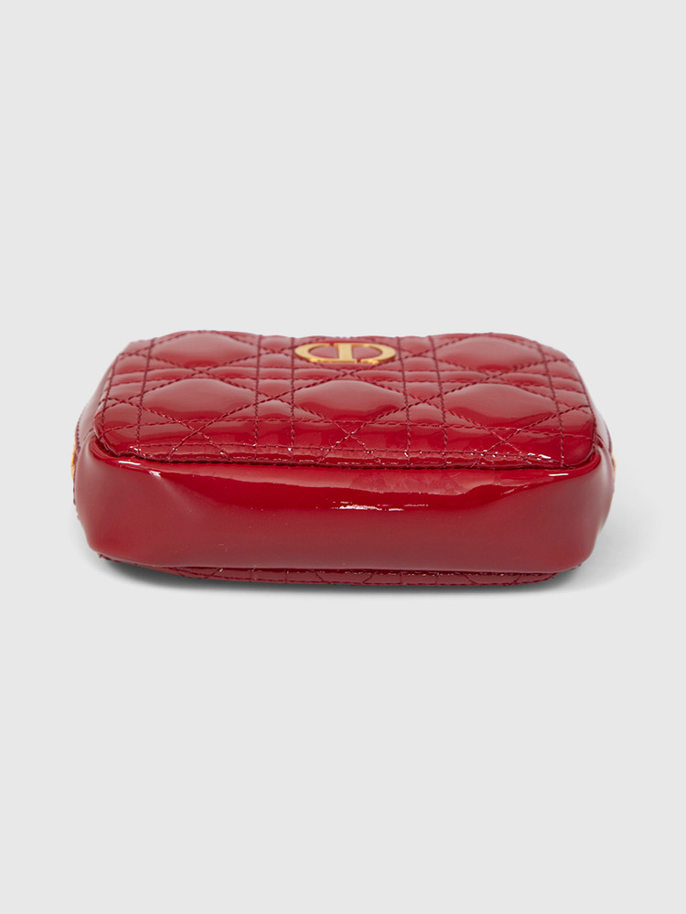 Dior Red Patent Leather Caro Zipped Pouch
