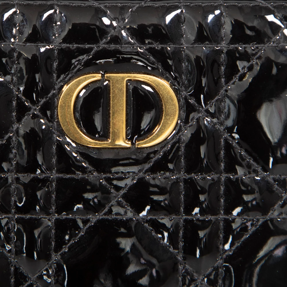 Dior Black Patent Leather Caro Zipped Pouch