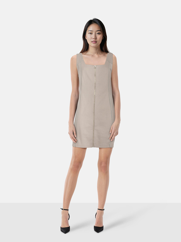 Alexander Wang Beige Front Zip Mini Dress