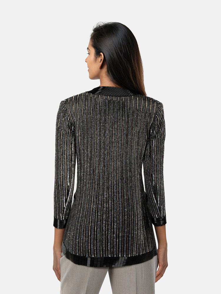 Saint Laurent Grey Sequinned Blazer
