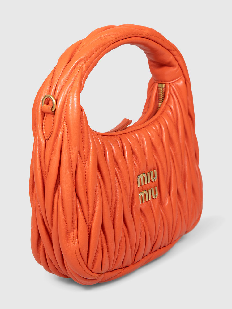 Miu Miu Orange Wander Matelassé Nappa Hobo Bag