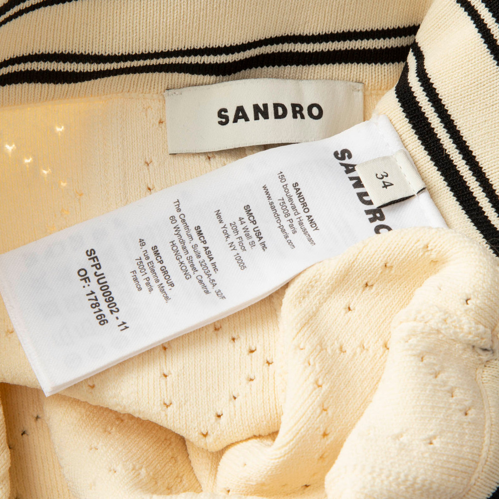 Sandro Ecru Knitted Mini Skirt
