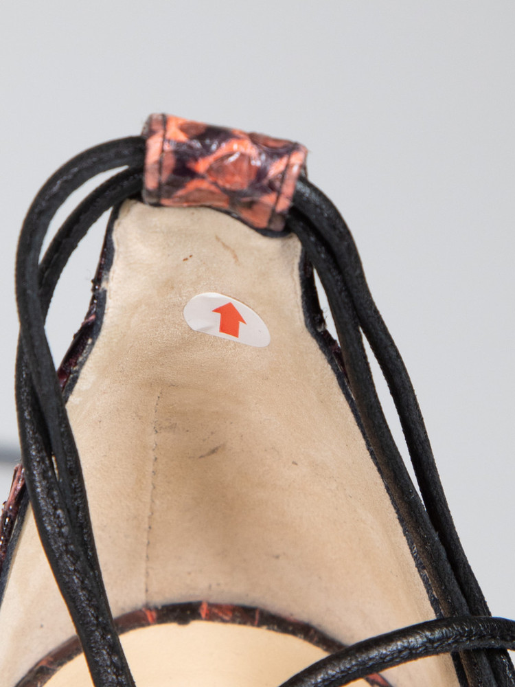 Jimmy Choo Black & Orange Snakeskin Sandals
