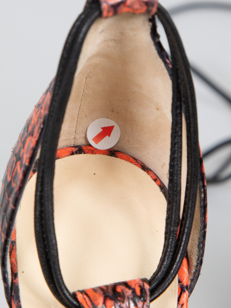 Jimmy Choo Black & Orange Snakeskin Sandals