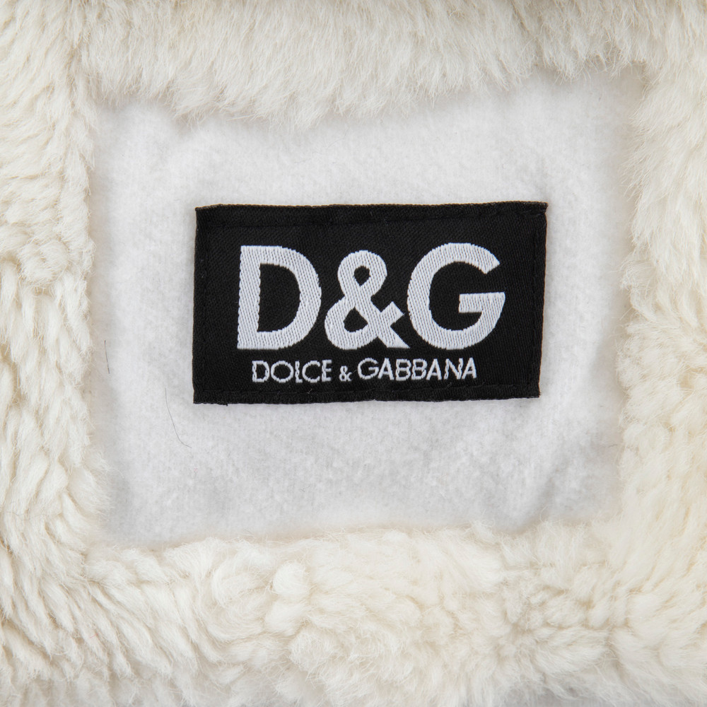 Dolce & Gabbana White Fur Single Breast Coat