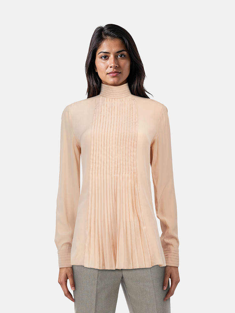 Alexander McQueen Pink Silk Pink Tuck Blouse