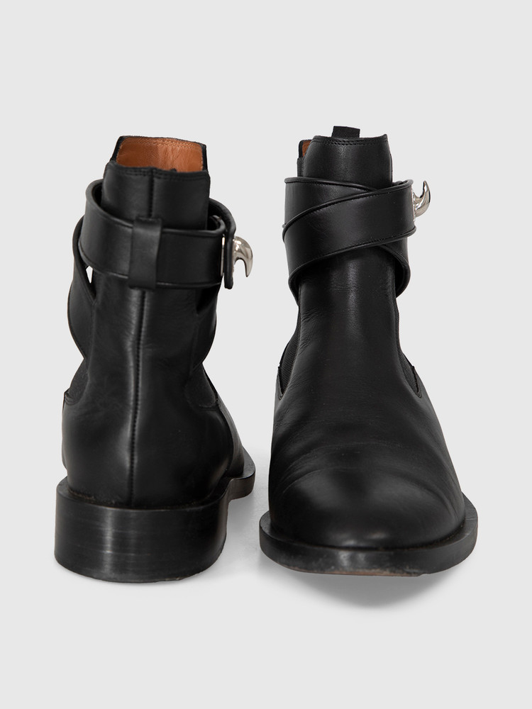 Givenchy Black Buckle Detail Leather Ankle Boots
