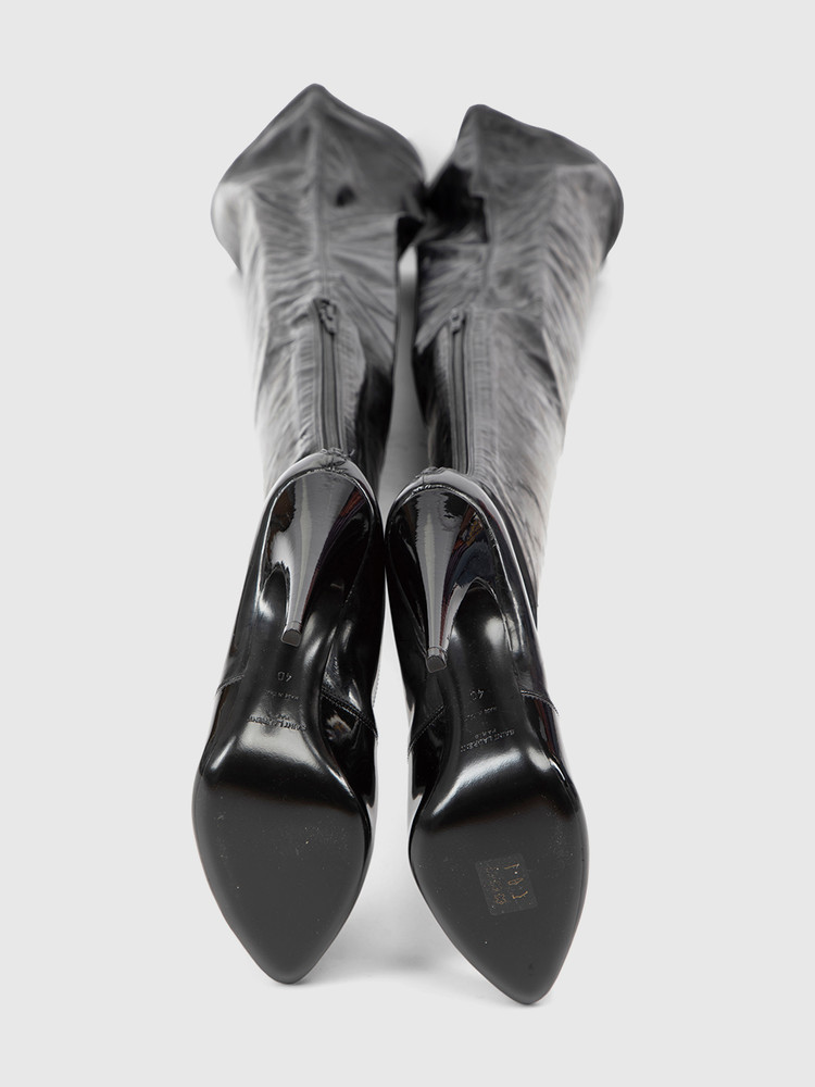 Saint Laurent Black Patent Thigh High Boots
