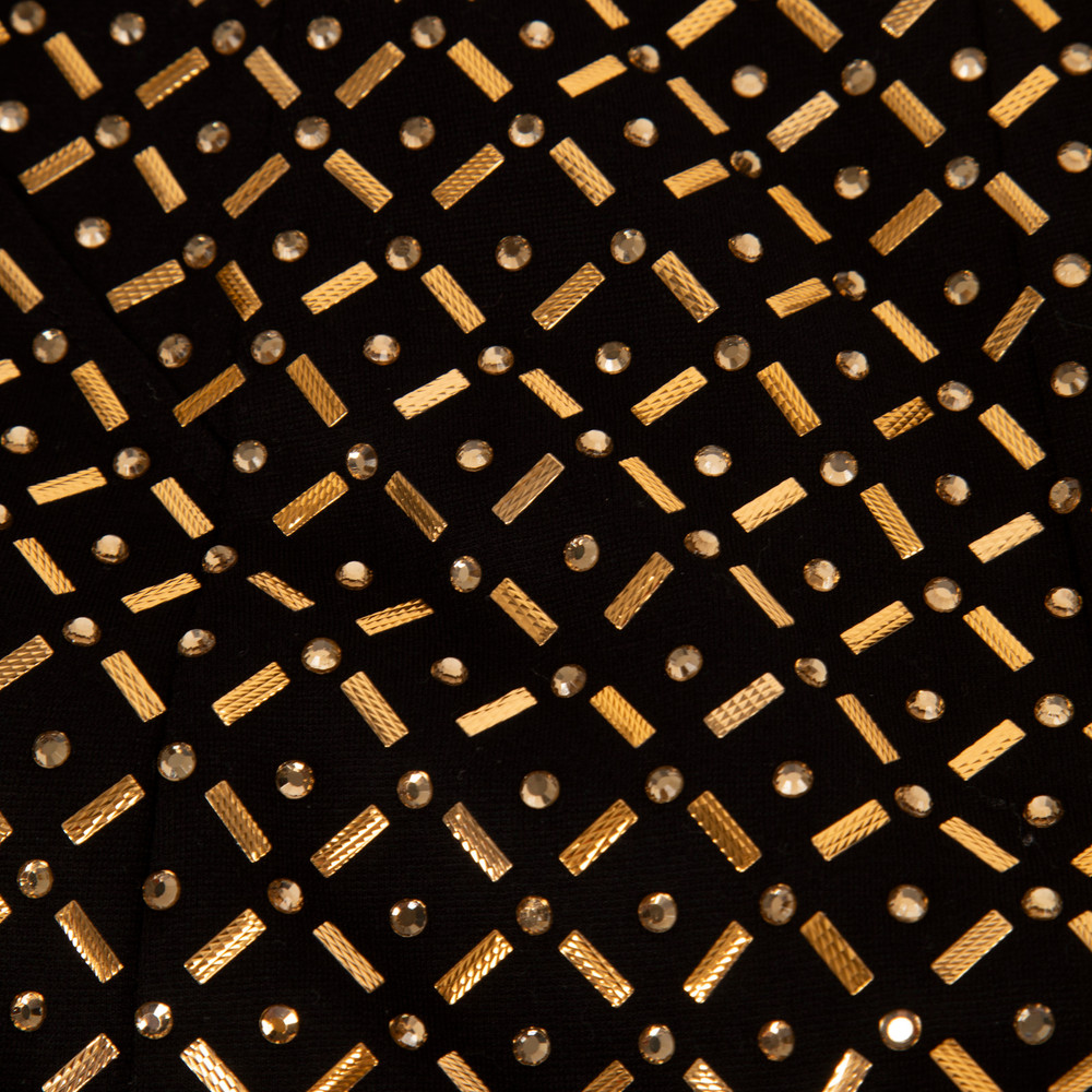 Versace Black & Gold Embellished Mini Dress