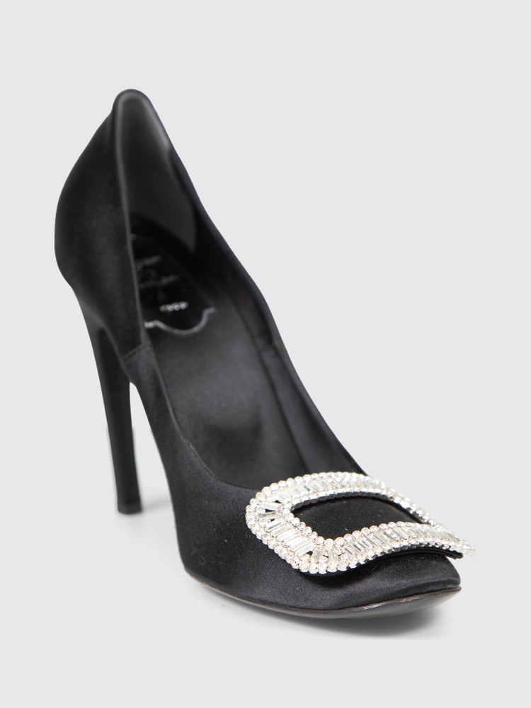 Roger Vivier Black Crystal Buckle Pumps