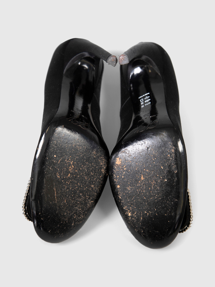 Roger Vivier Black Crystal Buckle Pumps