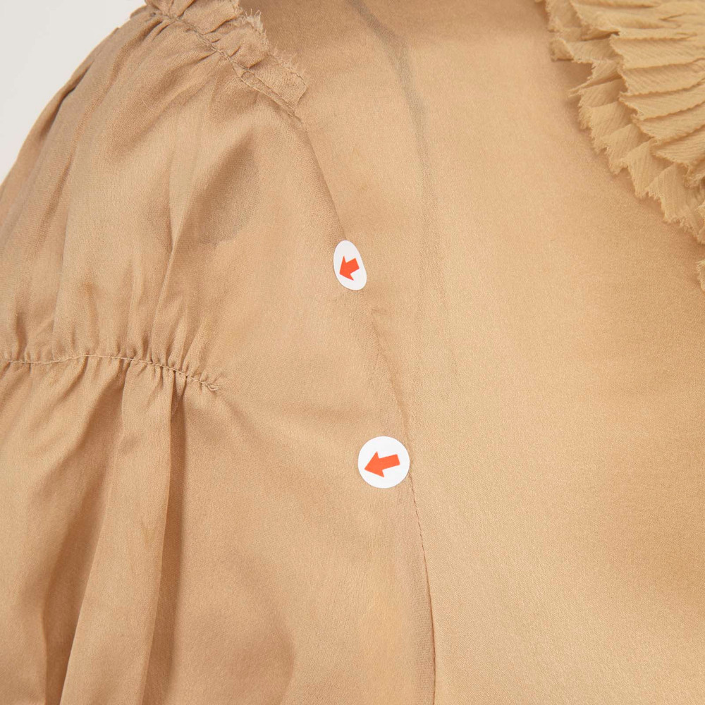 Prada Beige Short Sleeve Ruffle Trim Top