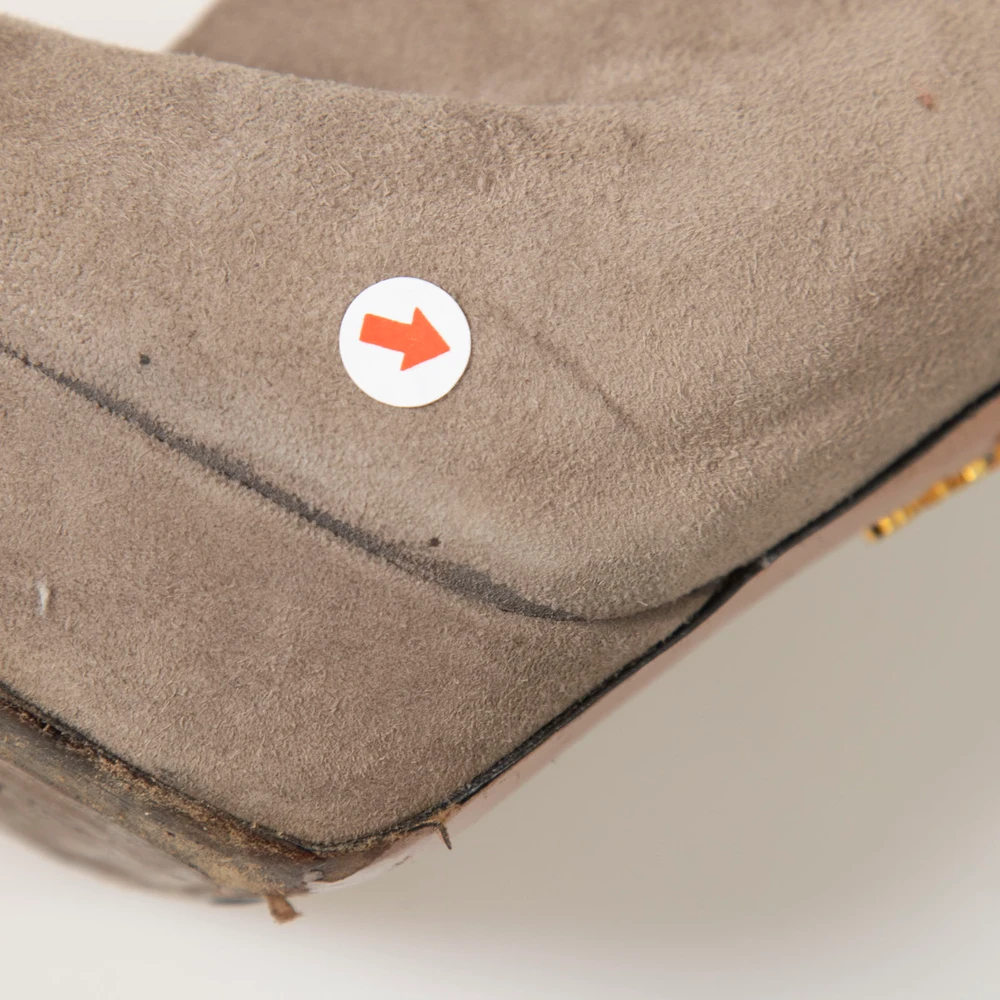 Prada Brown Suede Peep Toe Boots